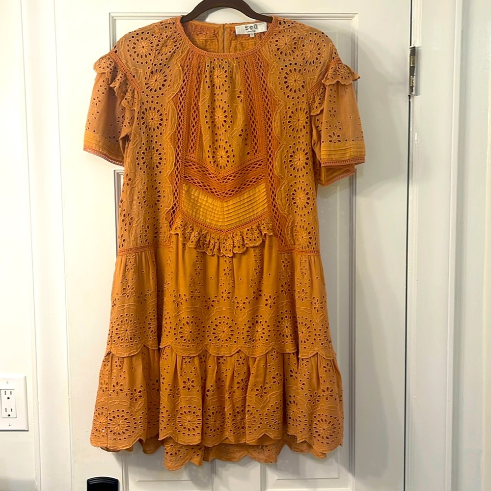 SEA New York eyelet shift dress - like new! Rust color